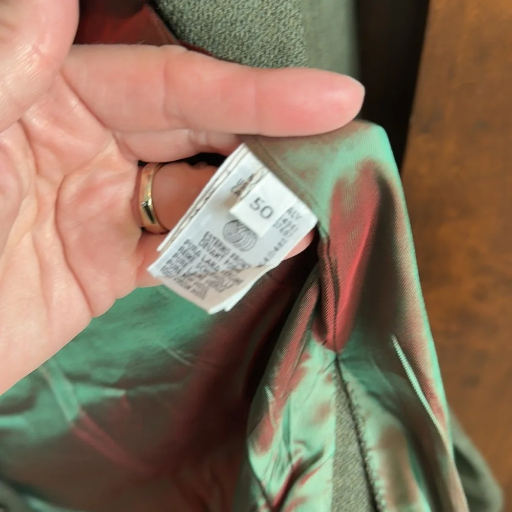 Mens United Colors of Benetton Italy made army green wool blazer jacket size 50
